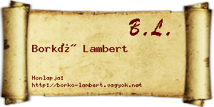Borkó Lambert névjegykártya